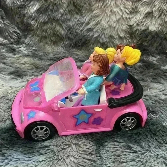 Vintage Polly Pocket  Pink convertible car with 4 dolls - Picture 2 of 16